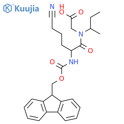 2-N-(butan-2-yl)-5-cyano-2-({(9H-fluoren-9-yl)methoxycarbonyl}amino)pentanamidoacetic acid structure