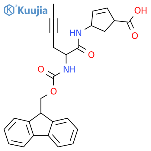 4-2-({(9H-fluoren-9-yl)methoxycarbonyl}amino)hex-4-ynamidocyclopent-2-ene-1-carboxylic acid structure
