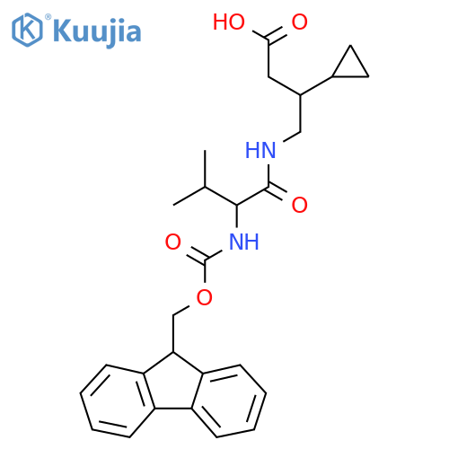 3-cyclopropyl-4-2-({(9H-fluoren-9-yl)methoxycarbonyl}amino)-3-methylbutanamidobutanoic acid structure