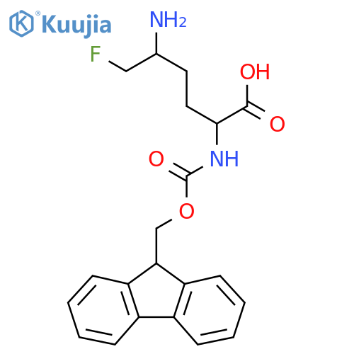 5-amino-2-({(9H-fluoren-9-yl)methoxycarbonyl}amino)-6-fluorohexanoic acid structure