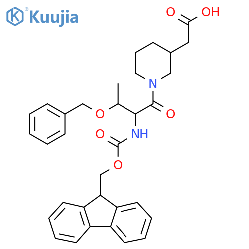 2-{1-3-(benzyloxy)-2-({(9H-fluoren-9-yl)methoxycarbonyl}amino)butanoylpiperidin-3-yl}acetic acid structure