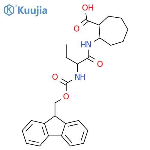 2-[2-({[(9H-fluoren-9-yl)methoxy]carbonyl}amino)butanamido]cycloheptane-1-carboxylic acid structure