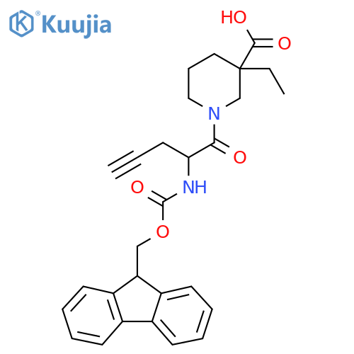 3-ethyl-1-[2-({[(9H-fluoren-9-yl)methoxy]carbonyl}amino)pent-4-ynoyl]piperidine-3-carboxylic acid structure