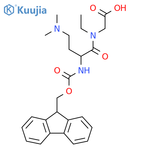 2-4-(dimethylamino)-N-ethyl-2-({(9H-fluoren-9-yl)methoxycarbonyl}amino)butanamidoacetic acid structure