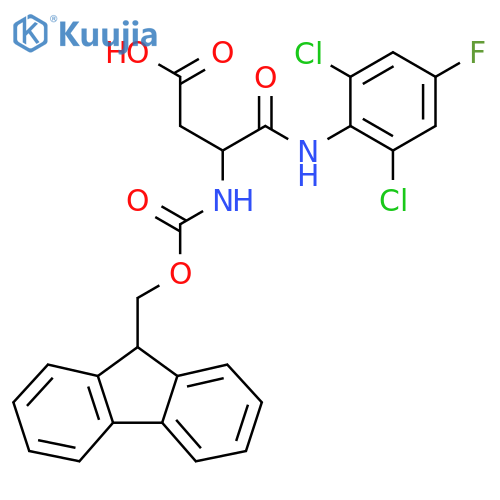 3-(2,6-dichloro-4-fluorophenyl)carbamoyl-3-({(9H-fluoren-9-yl)methoxycarbonyl}amino)propanoic acid structure