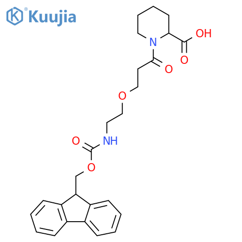 1-{3-2-({(9H-fluoren-9-yl)methoxycarbonyl}amino)ethoxypropanoyl}piperidine-2-carboxylic acid structure