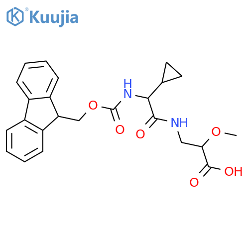 3-2-cyclopropyl-2-({(9H-fluoren-9-yl)methoxycarbonyl}amino)acetamido-2-methoxypropanoic acid structure