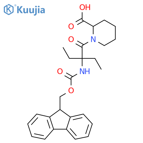 1-2-ethyl-2-({(9H-fluoren-9-yl)methoxycarbonyl}amino)butanoylpiperidine-2-carboxylic acid structure