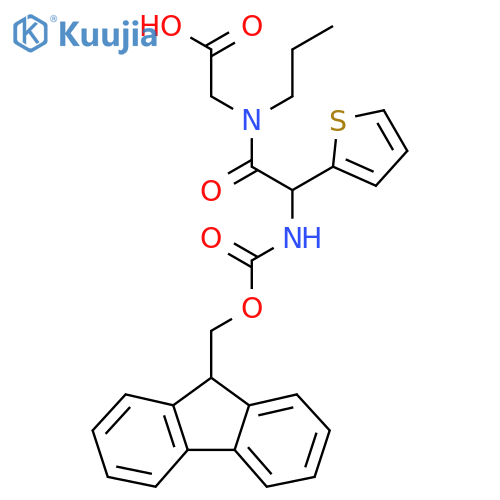 2-2-({(9H-fluoren-9-yl)methoxycarbonyl}amino)-N-propyl-2-(thiophen-2-yl)acetamidoacetic acid structure