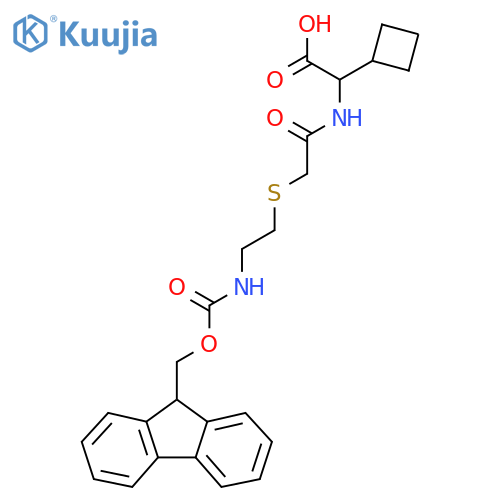 2-cyclobutyl-2-(2-{2-({(9H-fluoren-9-yl)methoxycarbonyl}amino)ethylsulfanyl}acetamido)acetic acid structure