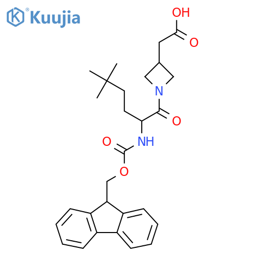 2-{1-2-({(9H-fluoren-9-yl)methoxycarbonyl}amino)-5,5-dimethylhexanoylazetidin-3-yl}acetic acid structure