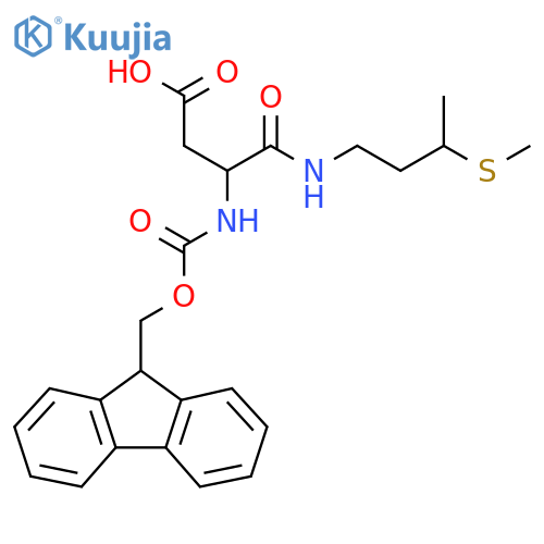 3-({(9H-fluoren-9-yl)methoxycarbonyl}amino)-3-{3-(methylsulfanyl)butylcarbamoyl}propanoic acid structure