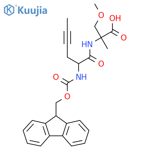 2-2-({(9H-fluoren-9-yl)methoxycarbonyl}amino)hex-4-ynamido-3-methoxy-2-methylpropanoic acid structure