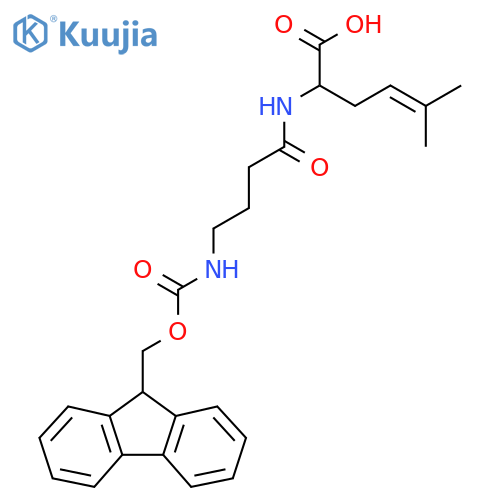 2-4-({(9H-fluoren-9-yl)methoxycarbonyl}amino)butanamido-5-methylhex-4-enoic acid structure