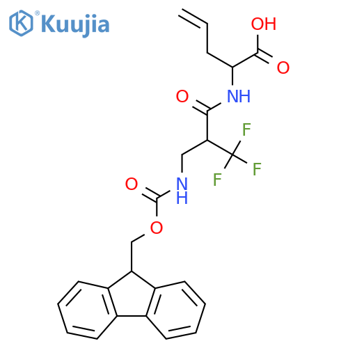 2-{2-({(9H-fluoren-9-yl)methoxycarbonyl}amino)methyl-3,3,3-trifluoropropanamido}pent-4-enoic acid structure
