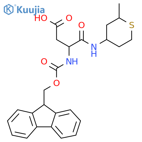 3-({(9H-fluoren-9-yl)methoxycarbonyl}amino)-3-(2-methylthian-4-yl)carbamoylpropanoic acid structure
