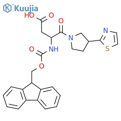 3-({(9H-fluoren-9-yl)methoxycarbonyl}amino)-4-oxo-4-3-(1,3-thiazol-2-yl)pyrrolidin-1-ylbutanoic acid structure