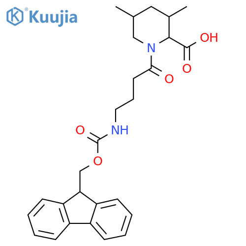 1-4-({(9H-fluoren-9-yl)methoxycarbonyl}amino)butanoyl-3,5-dimethylpiperidine-2-carboxylic acid structure