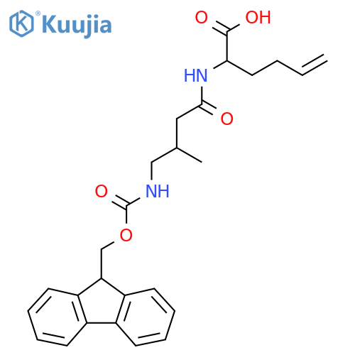 2-[4-({[(9H-fluoren-9-yl)methoxy]carbonyl}amino)-3-methylbutanamido]hex-5-enoic acid structure