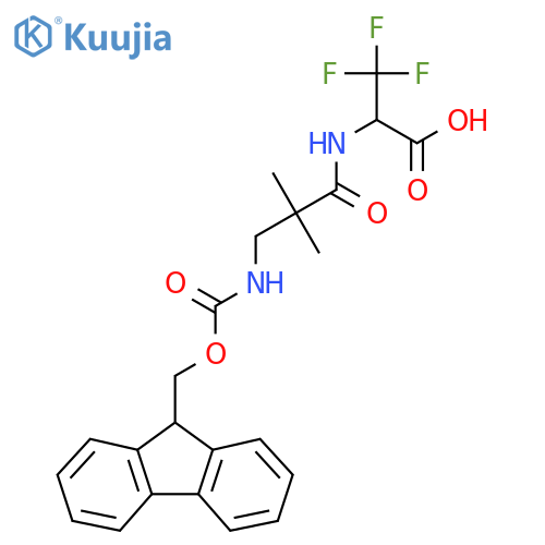 2-3-({(9H-fluoren-9-yl)methoxycarbonyl}amino)-2,2-dimethylpropanamido-3,3,3-trifluoropropanoic acid structure