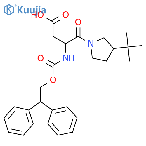 4-(3-tert-butylpyrrolidin-1-yl)-3-({(9H-fluoren-9-yl)methoxycarbonyl}amino)-4-oxobutanoic acid structure