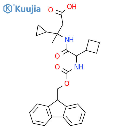 3-2-cyclobutyl-2-({(9H-fluoren-9-yl)methoxycarbonyl}amino)acetamido-3-cyclopropylbutanoic acid structure