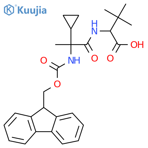 2-2-cyclopropyl-2-({(9H-fluoren-9-yl)methoxycarbonyl}amino)propanamido-3,3-dimethylbutanoic acid structure