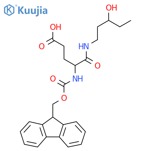 4-({(9H-fluoren-9-yl)methoxycarbonyl}amino)-4-(3-hydroxypentyl)carbamoylbutanoic acid structure