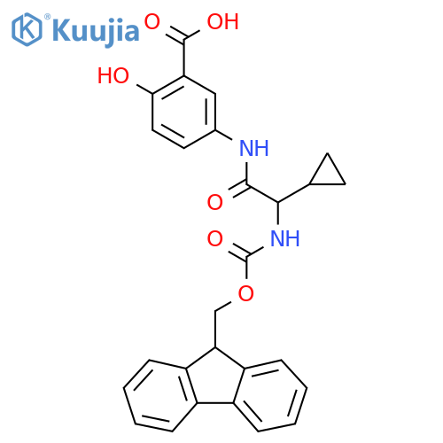 5-2-cyclopropyl-2-({(9H-fluoren-9-yl)methoxycarbonyl}amino)acetamido-2-hydroxybenzoic acid structure