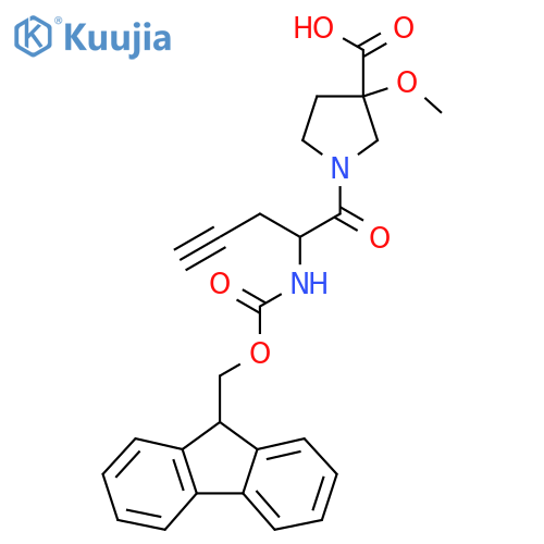 1-2-({(9H-fluoren-9-yl)methoxycarbonyl}amino)pent-4-ynoyl-3-methoxypyrrolidine-3-carboxylic acid structure