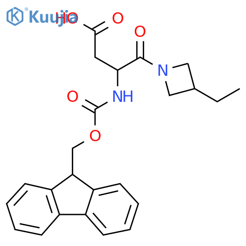 4-(3-ethylazetidin-1-yl)-3-({(9H-fluoren-9-yl)methoxycarbonyl}amino)-4-oxobutanoic acid structure