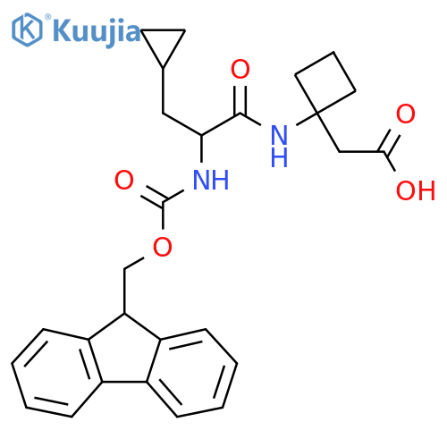 2-{1-3-cyclopropyl-2-({(9H-fluoren-9-yl)methoxycarbonyl}amino)propanamidocyclobutyl}acetic acid structure