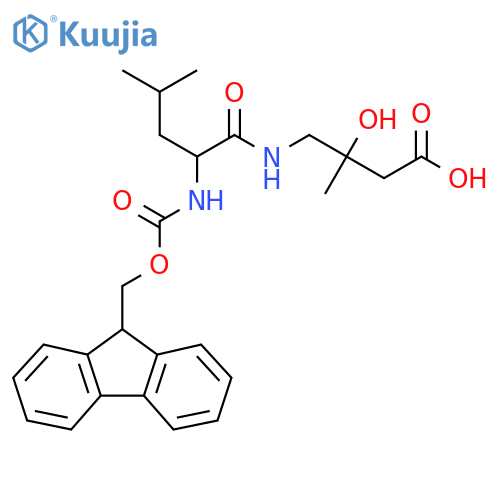 4-2-({(9H-fluoren-9-yl)methoxycarbonyl}amino)-4-methylpentanamido-3-hydroxy-3-methylbutanoic acid structure