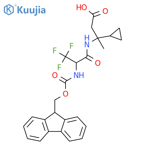 3-cyclopropyl-3-2-({(9H-fluoren-9-yl)methoxycarbonyl}amino)-3,3,3-trifluoropropanamidobutanoic acid structure