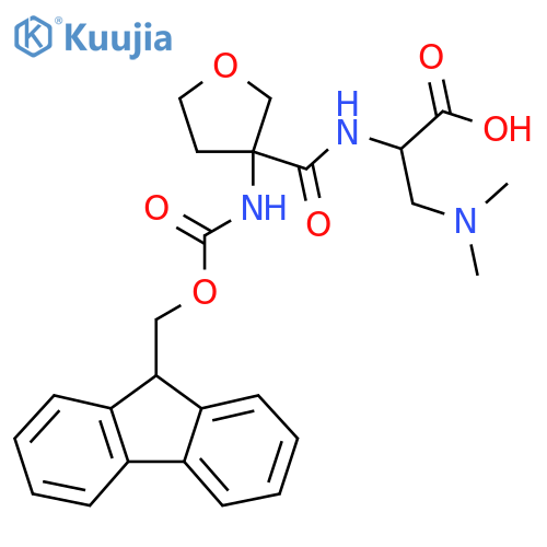 3-(dimethylamino)-2-{3-({(9H-fluoren-9-yl)methoxycarbonyl}amino)oxolan-3-ylformamido}propanoic acid structure