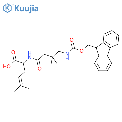 2-4-({(9H-fluoren-9-yl)methoxycarbonyl}amino)-3,3-dimethylbutanamido-5-methylhex-4-enoic acid structure