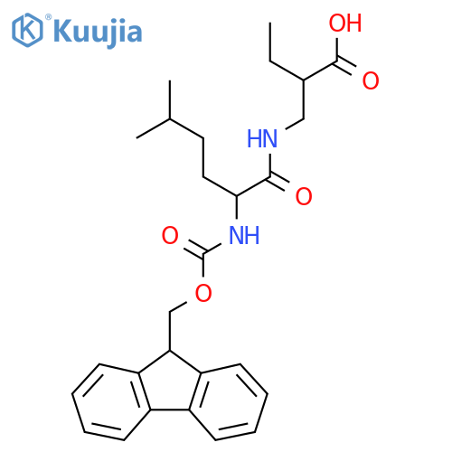 2-{2-({(9H-fluoren-9-yl)methoxycarbonyl}amino)-5-methylhexanamidomethyl}butanoic acid structure