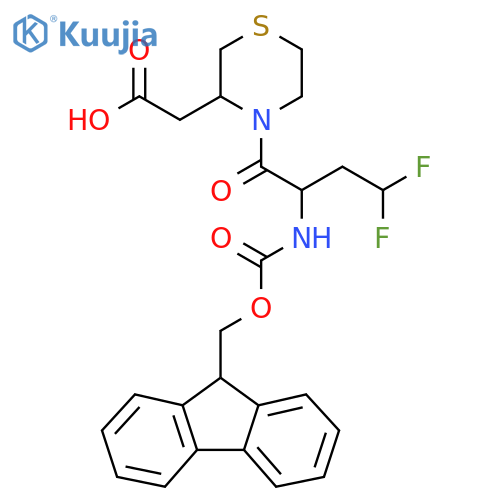 2-{4-2-({(9H-fluoren-9-yl)methoxycarbonyl}amino)-4,4-difluorobutanoylthiomorpholin-3-yl}acetic acid structure
