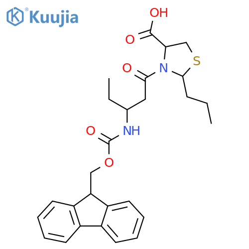 3-3-({(9H-fluoren-9-yl)methoxycarbonyl}amino)pentanoyl-2-propyl-1,3-thiazolidine-4-carboxylic acid structure