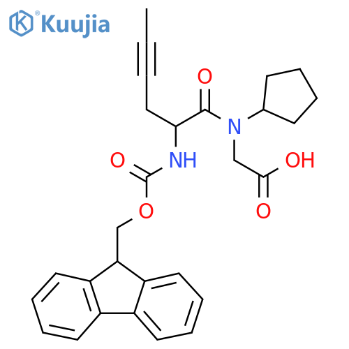 2-N-cyclopentyl-2-({(9H-fluoren-9-yl)methoxycarbonyl}amino)hex-4-ynamidoacetic acid structure