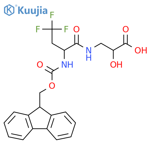 3-2-({(9H-fluoren-9-yl)methoxycarbonyl}amino)-4,4,4-trifluorobutanamido-2-hydroxypropanoic acid structure