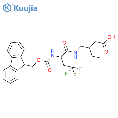 3-{2-({(9H-fluoren-9-yl)methoxycarbonyl}amino)-4,4,4-trifluorobutanamidomethyl}pentanoic acid structure