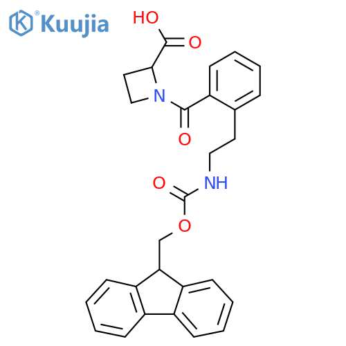 1-{2-2-({(9H-fluoren-9-yl)methoxycarbonyl}amino)ethylbenzoyl}azetidine-2-carboxylic acid structure