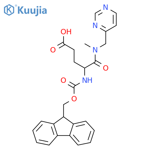 4-({(9H-fluoren-9-yl)methoxycarbonyl}amino)-4-{methyl(pyrimidin-4-yl)methylcarbamoyl}butanoic acid structure