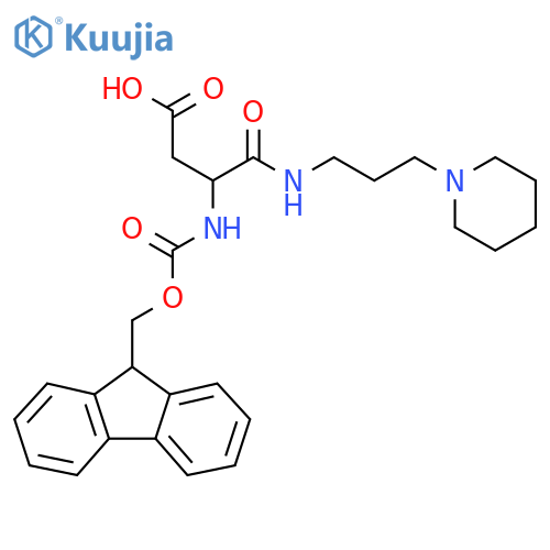 3-({(9H-fluoren-9-yl)methoxycarbonyl}amino)-3-{3-(piperidin-1-yl)propylcarbamoyl}propanoic acid structure