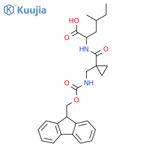 2-({1-({(9H-fluoren-9-yl)methoxycarbonyl}amino)methylcyclopropyl}formamido)-4-methylhexanoic acid structure