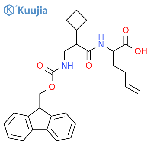 2-2-cyclobutyl-3-({(9H-fluoren-9-yl)methoxycarbonyl}amino)propanamidohex-5-enoic acid structure