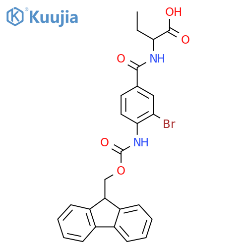 2-{3-bromo-4-({(9H-fluoren-9-yl)methoxycarbonyl}amino)phenylformamido}butanoic acid structure