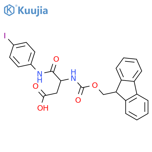 3-({(9H-fluoren-9-yl)methoxycarbonyl}amino)-3-(4-iodophenyl)carbamoylpropanoic acid structure