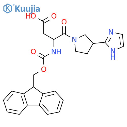 3-({(9H-fluoren-9-yl)methoxycarbonyl}amino)-4-3-(1H-imidazol-2-yl)pyrrolidin-1-yl-4-oxobutanoic acid structure